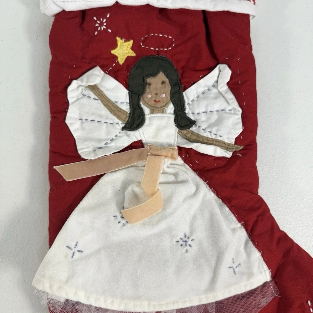 Pottery Barn Kids‎ Quilted Cotton Angel Gingham Christmas Name Jessica Stocking